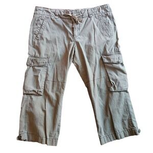 Polo Jeans Co Cargo Capri Pant Drawstring Olive Green Crop 6 Utility Vintage Y2K